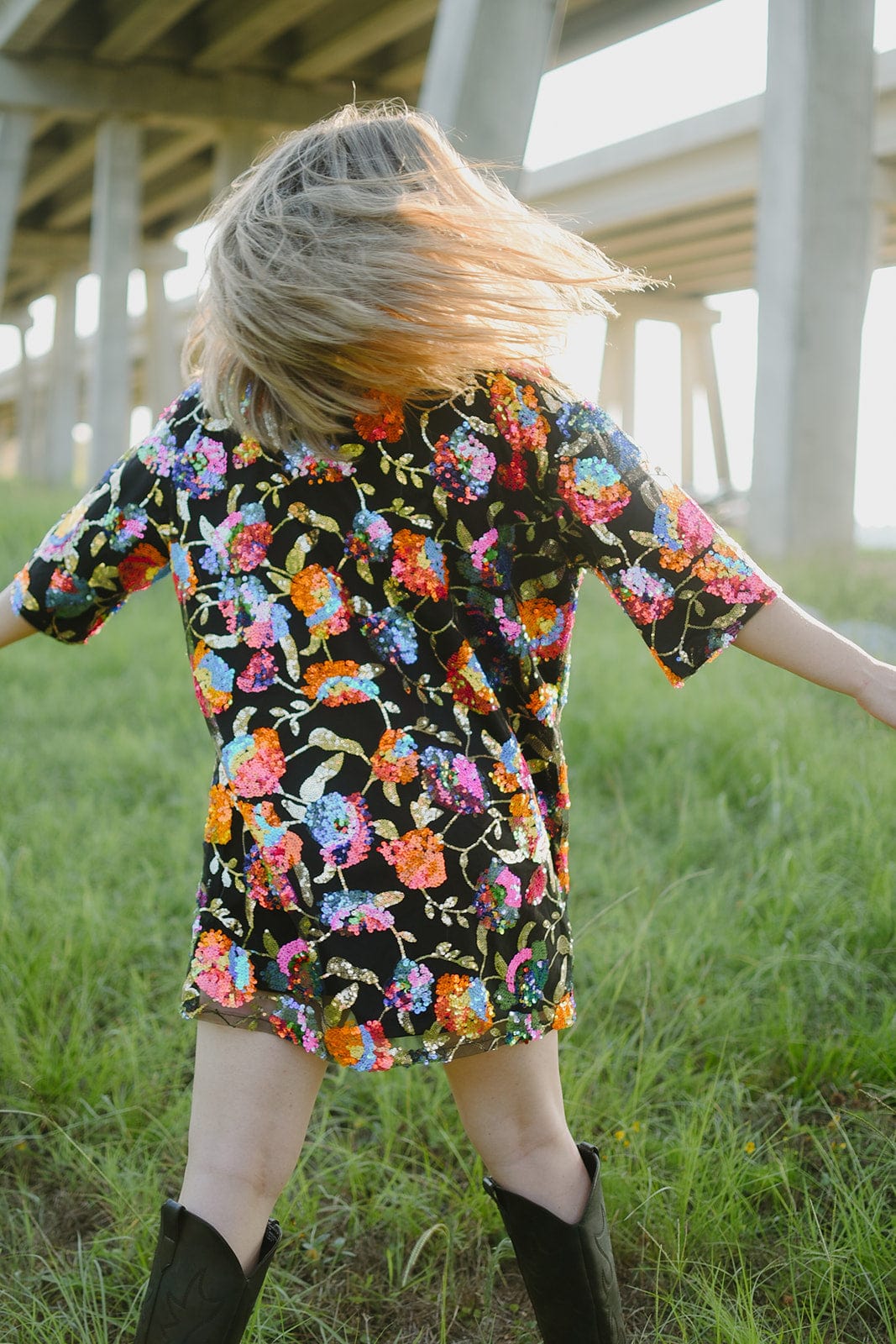 Black Sequin Shirt Dress