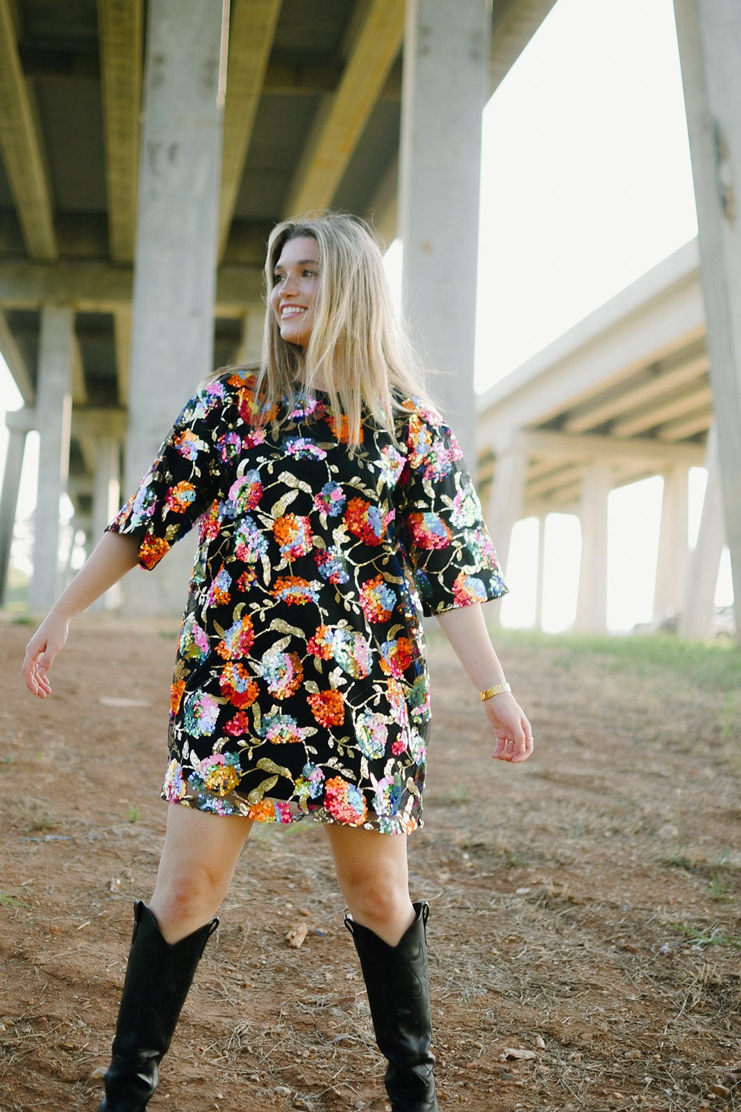 Black Sequin Shirt Dress