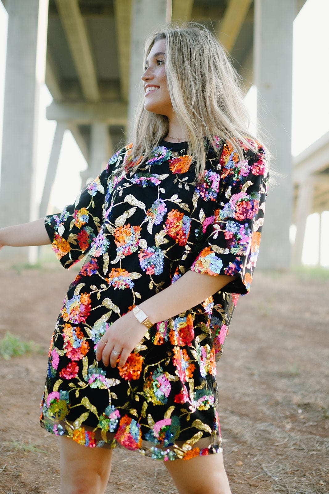 Black Sequin Shirt Dress