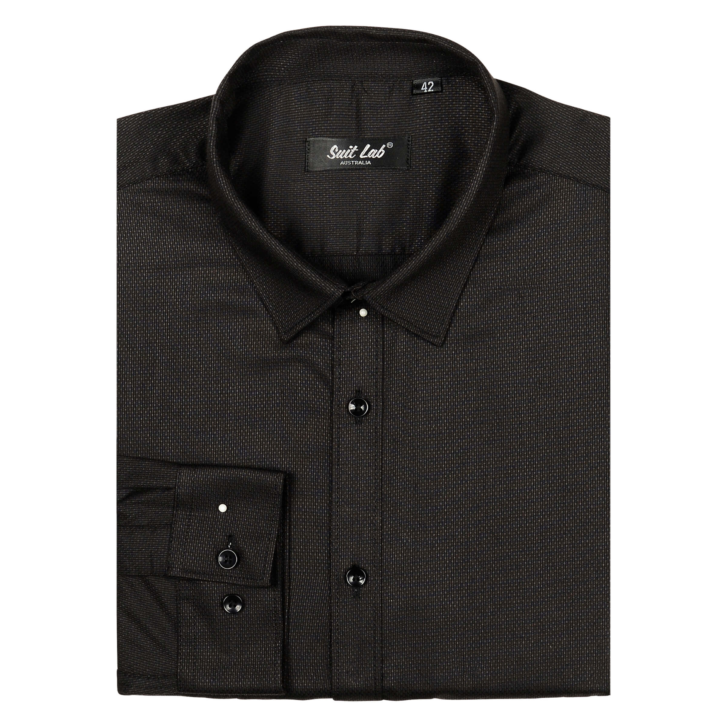 Black Textured Men's Dress Shirt