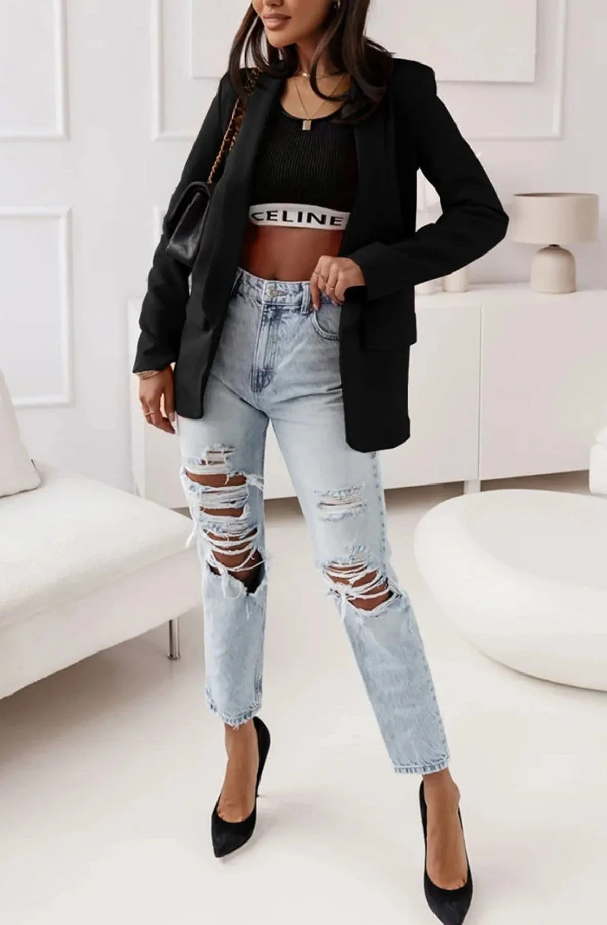 Black Oversized Carerra Blazer Jacket