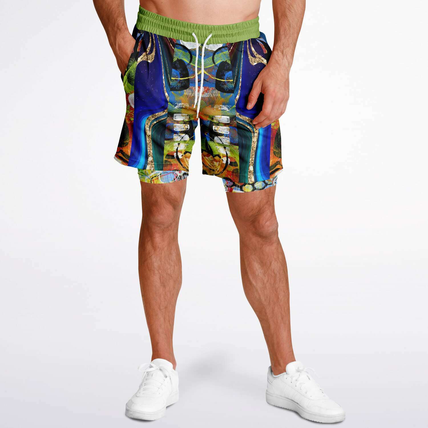 Blue Barcelona swirl compression shorts