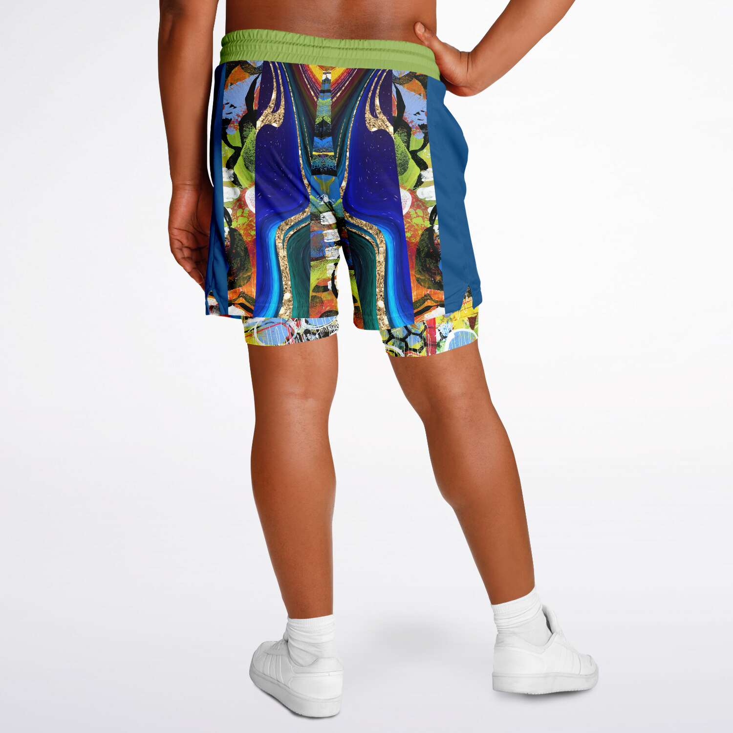 Blue Barcelona swirl compression shorts