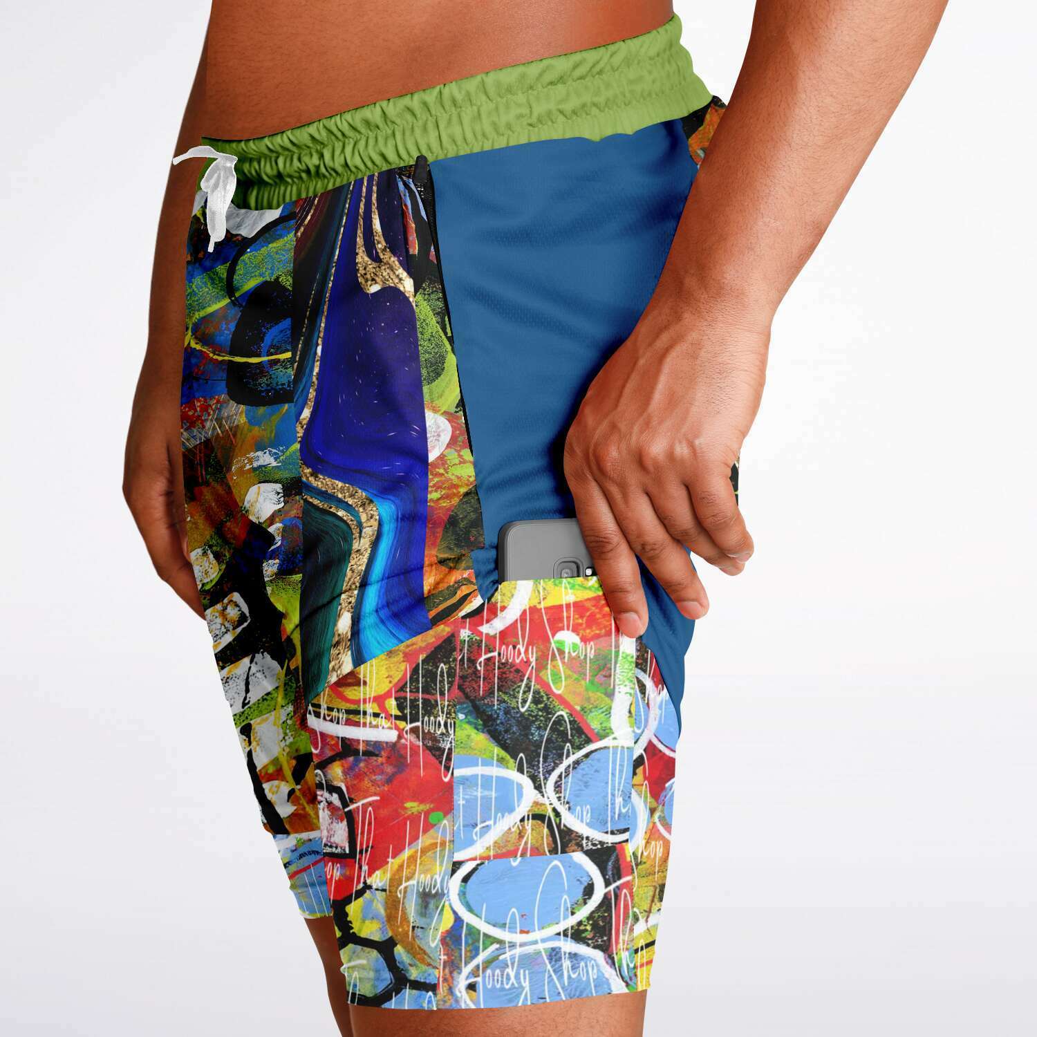 Blue Barcelona swirl compression shorts