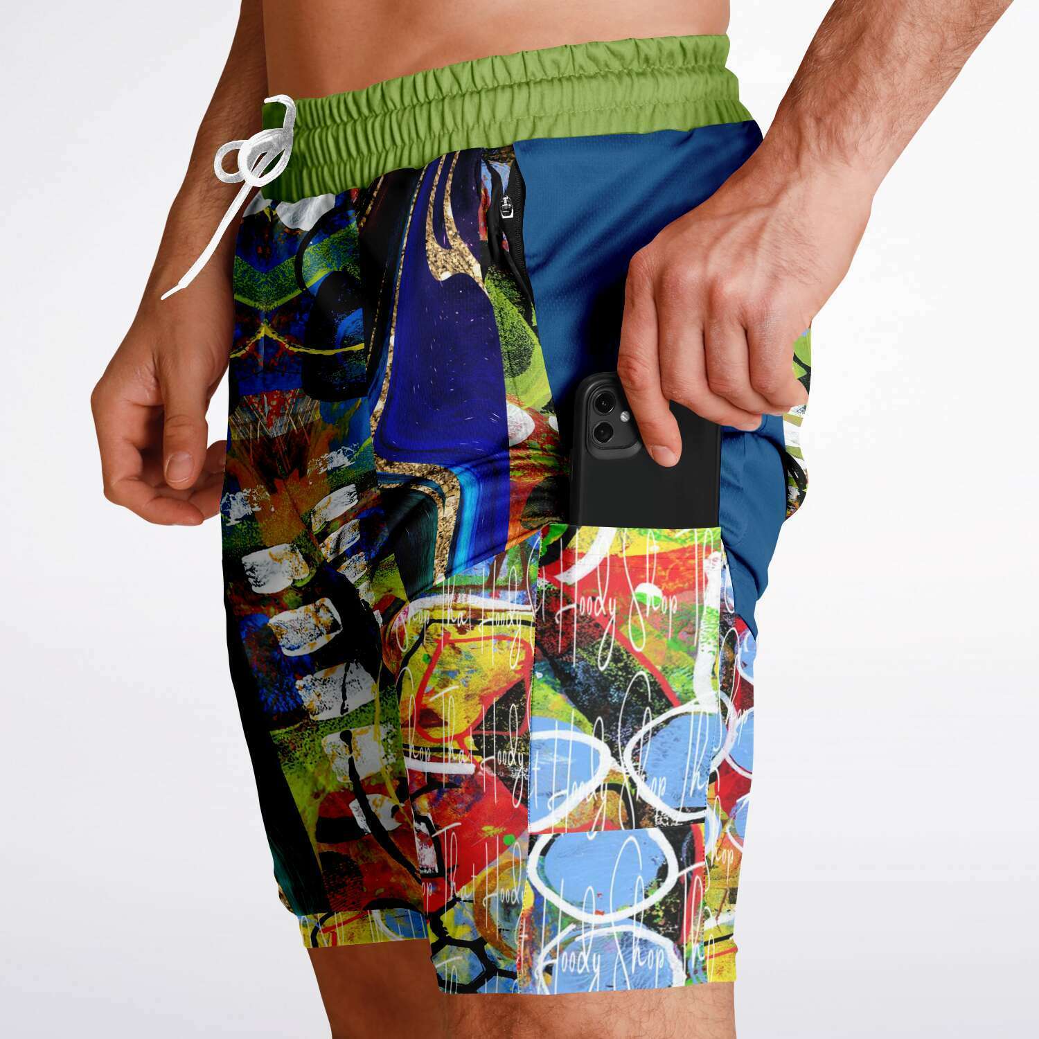 Blue Barcelona swirl compression shorts