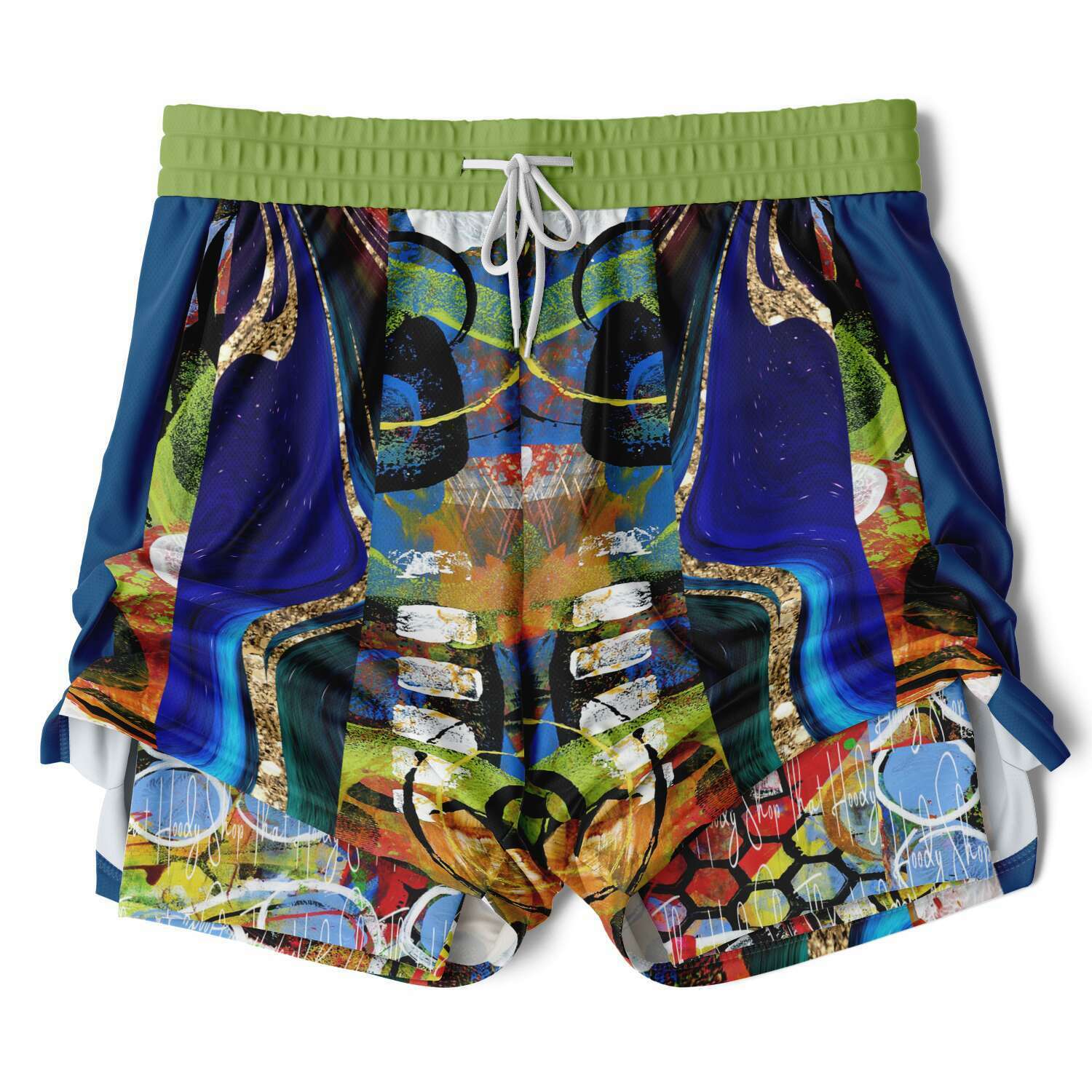 Blue Barcelona swirl compression shorts