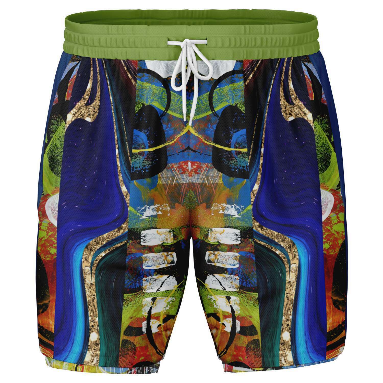 Blue Barcelona swirl compression shorts