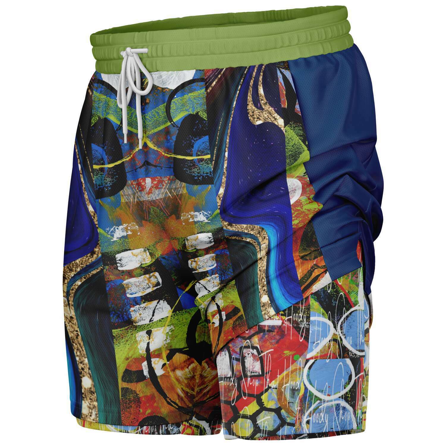 Blue Barcelona swirl compression shorts