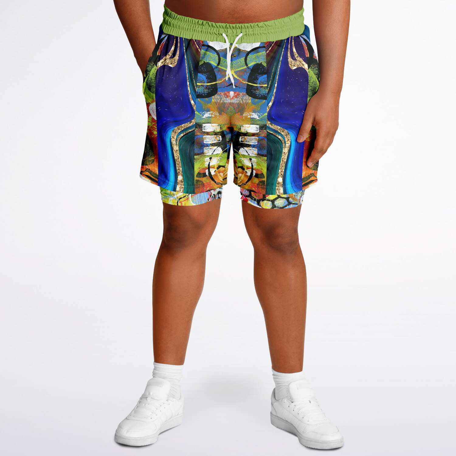 Blue Barcelona swirl compression shorts