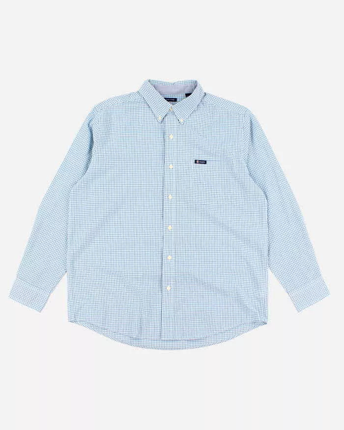 Blue check shirt for men in size L.