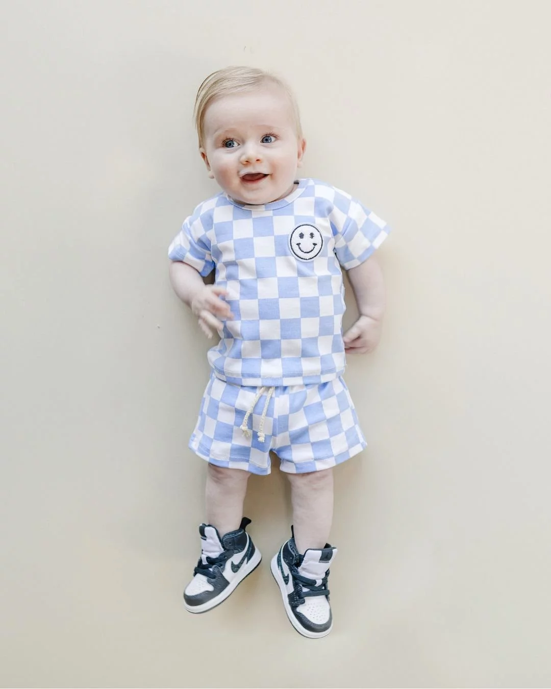 Blue Checkered Shorts Set