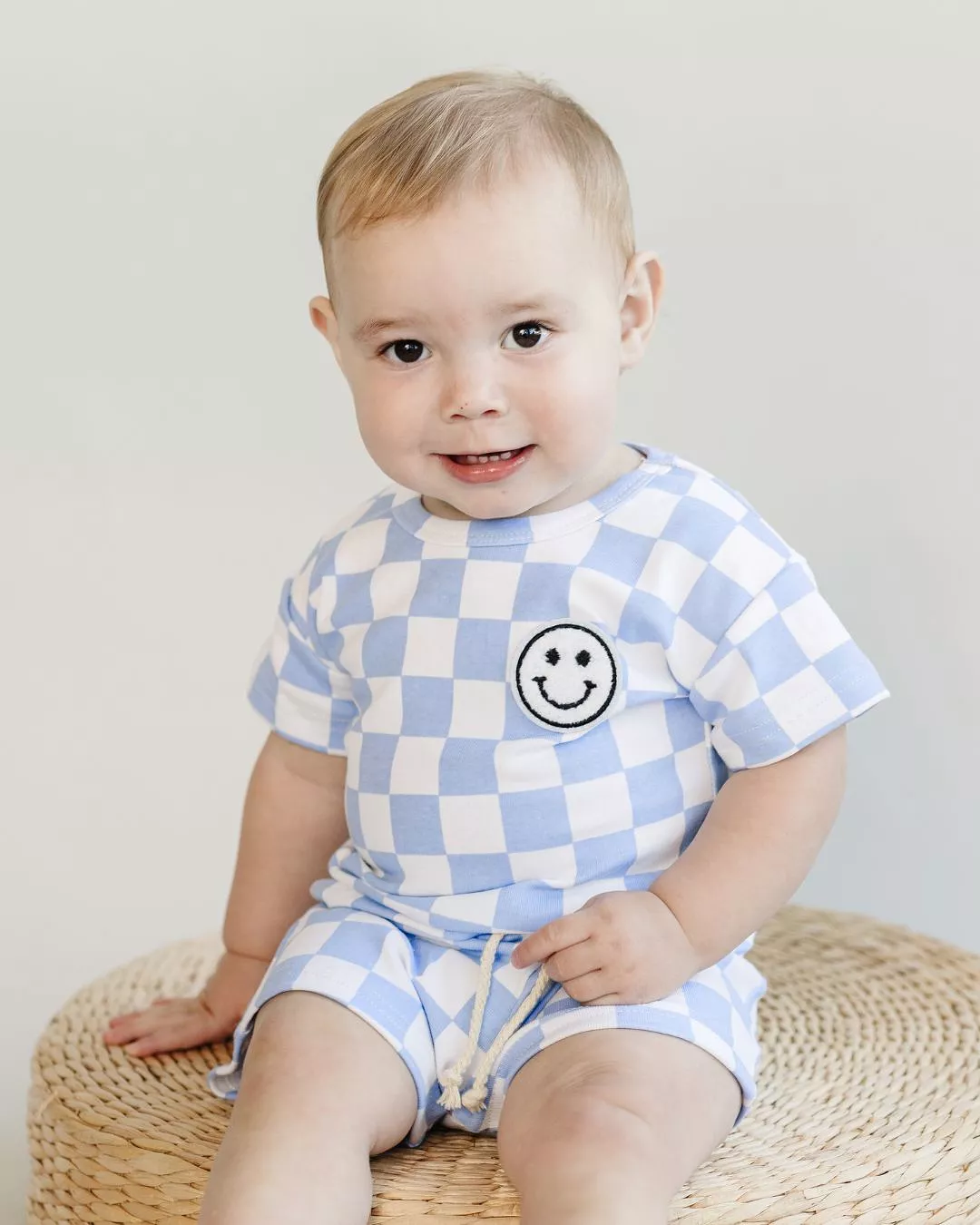 Blue Checkered Shorts Set