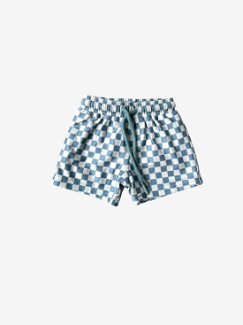 Blue Green Check Swim Shorts - results not available.