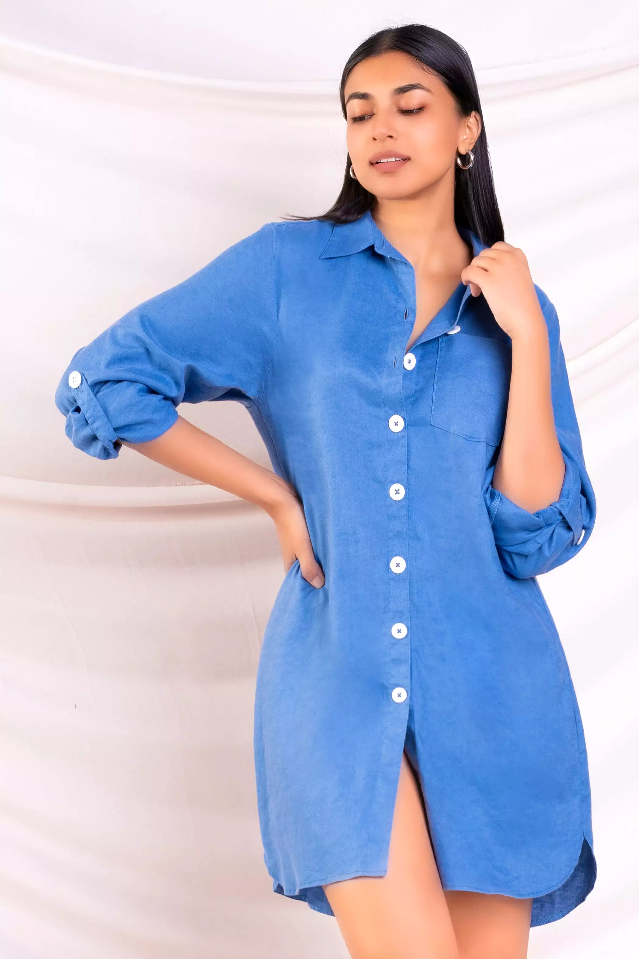 Blue Shirt Dress - Ladies' Blue Dress Shirt | Online Shopping