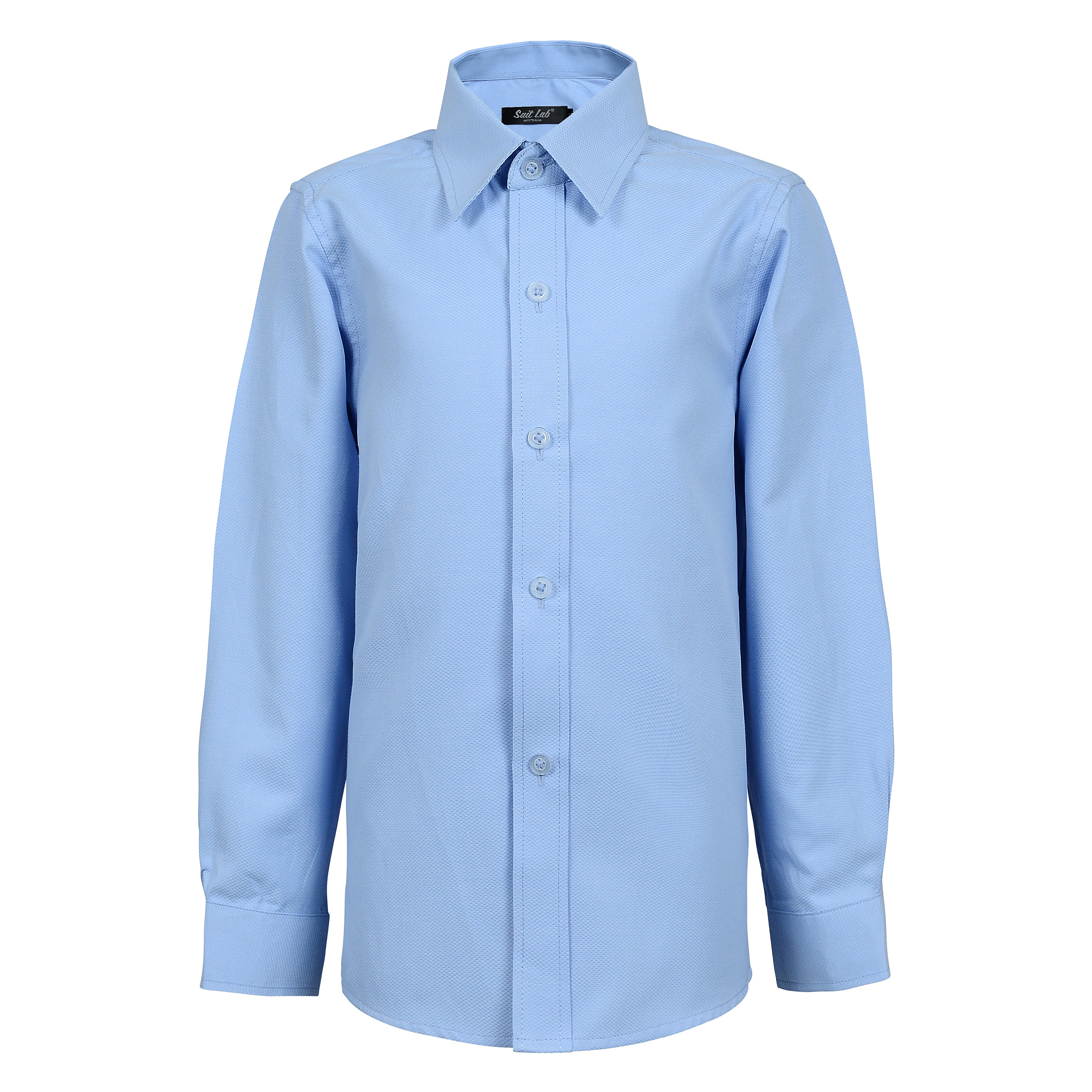 Blue Textured Boys Dress Shirt