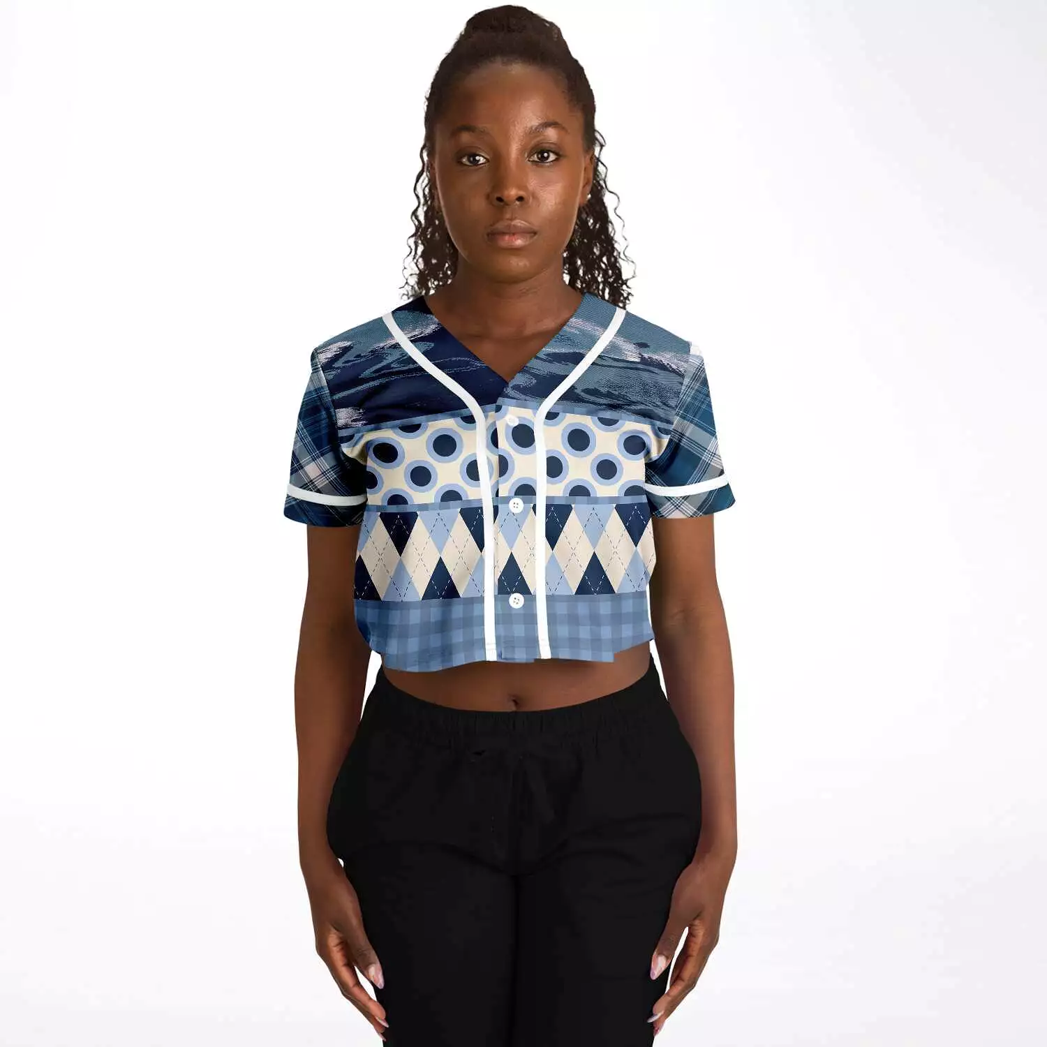 Blueberry Hill Button Front Jersey Crop Top