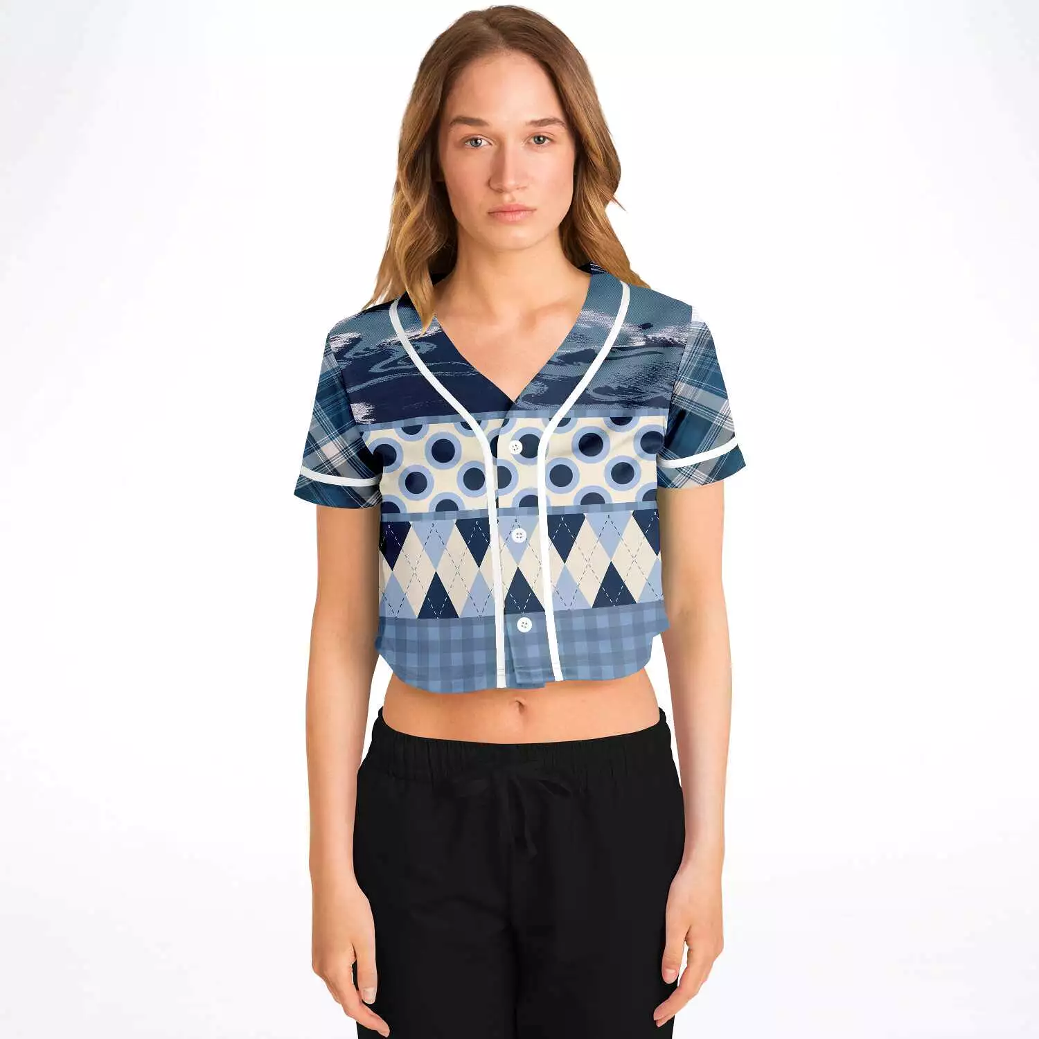 Blueberry Hill Button Front Jersey Crop Top