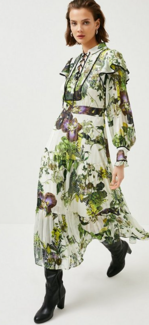 Botanical Floral Midi Dress