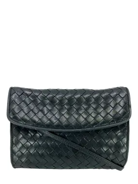 Bottega Veneta Crossbody Bag. Vintage Intrecciato Leather. Flap Design.