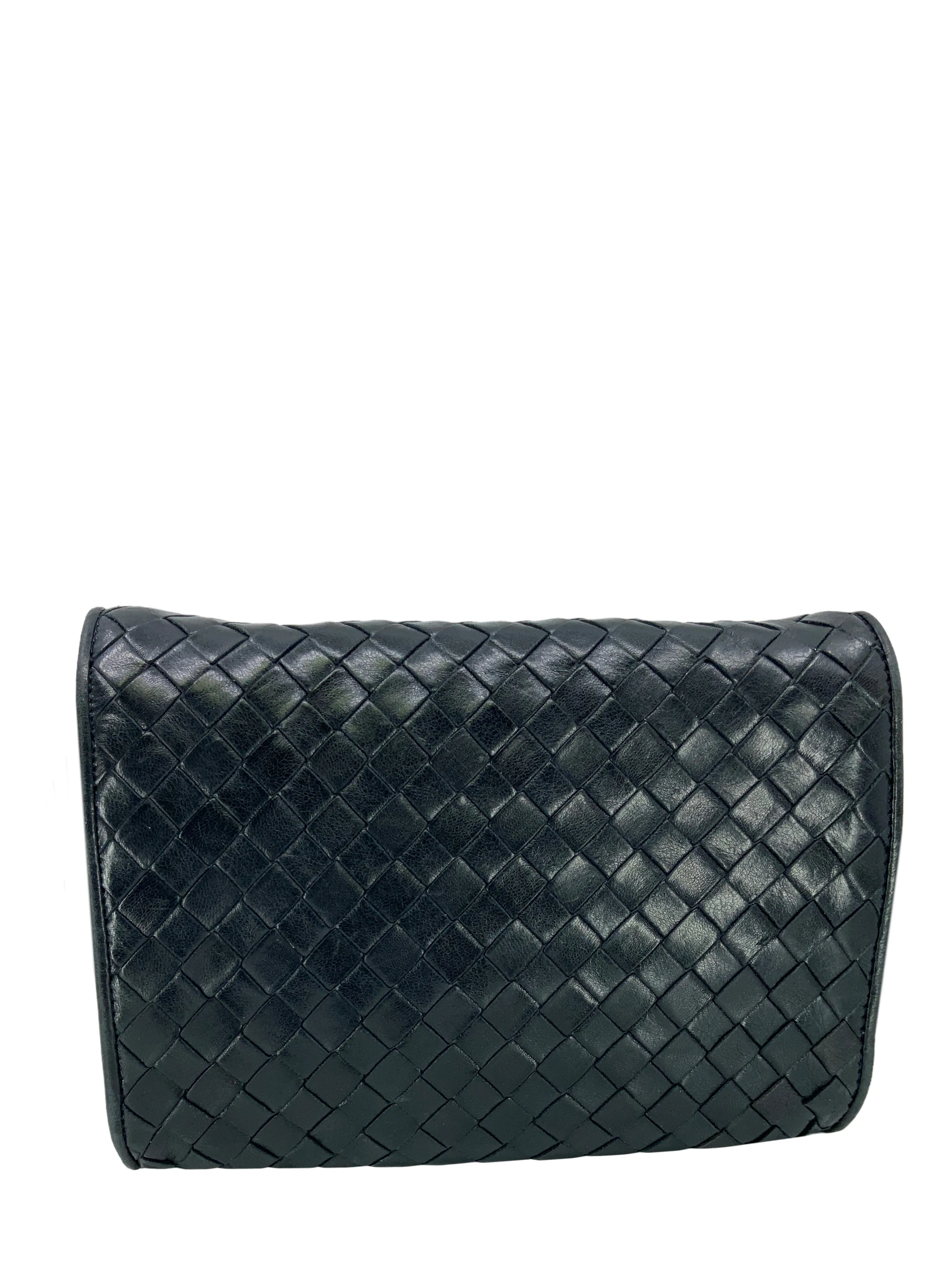 Bottega Veneta Crossbody Bag. Vintage Intrecciato Leather. Flap Design.