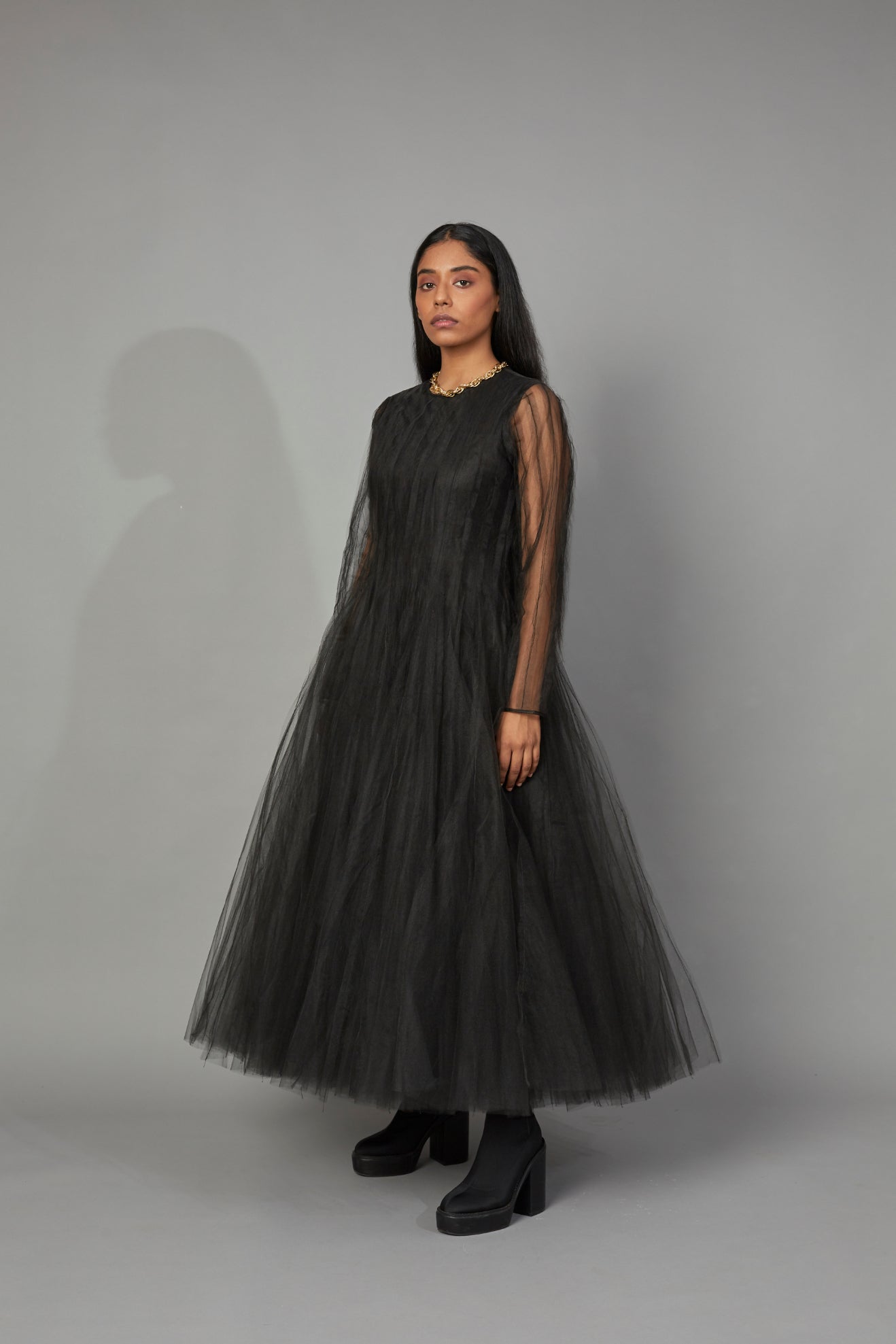 bottle brush tulle dress black