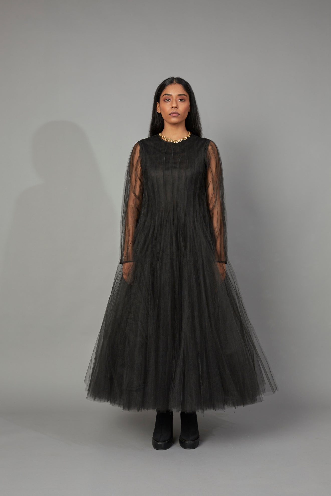 bottle brush tulle dress black