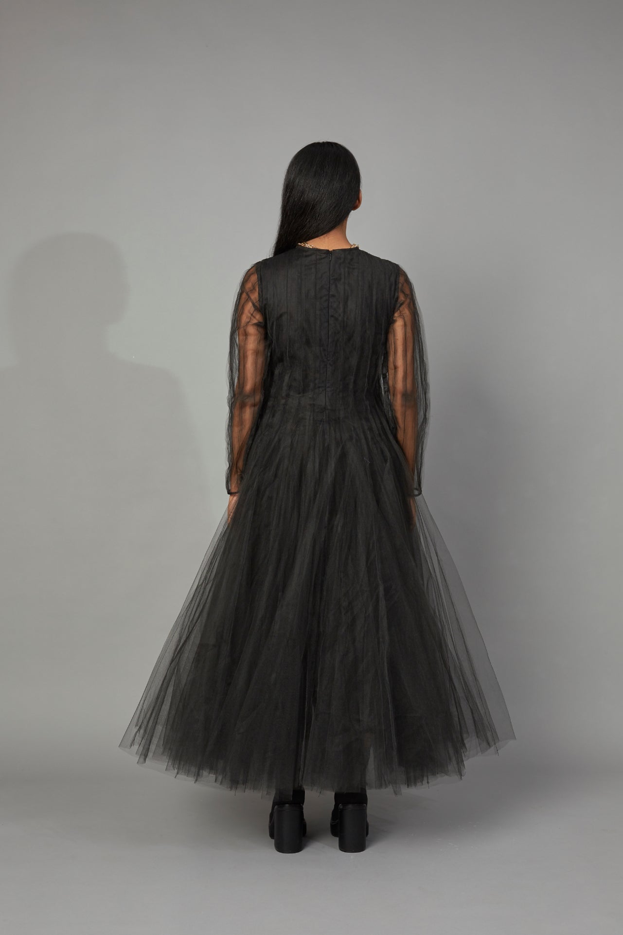 bottle brush tulle dress black