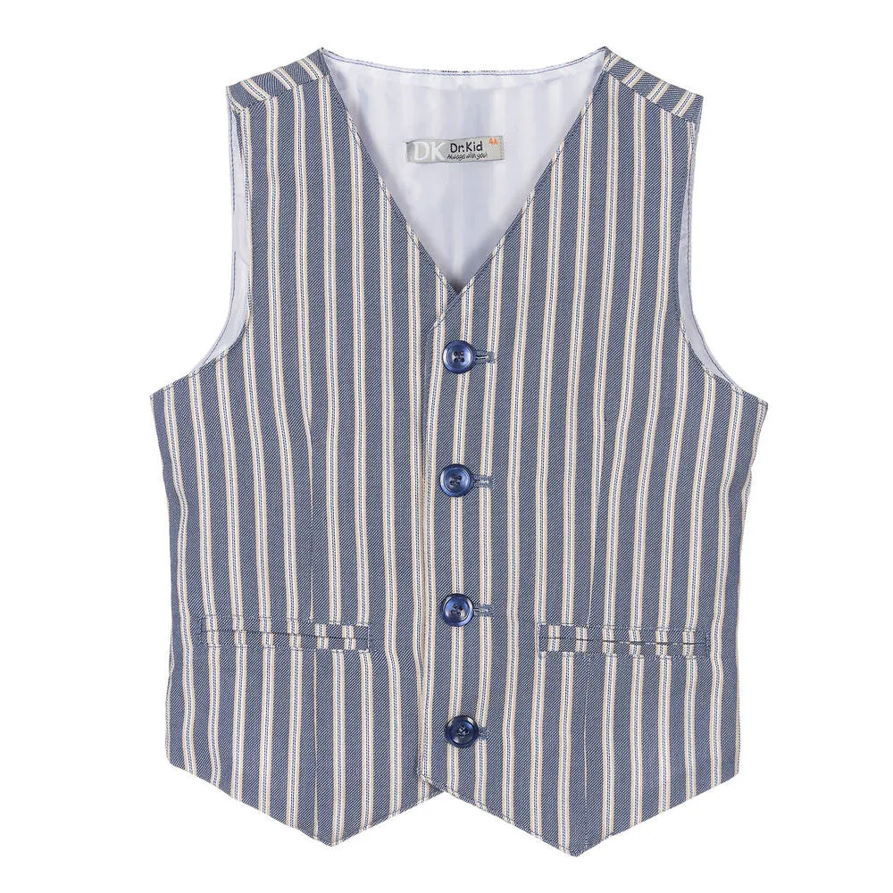 Blue Striped Boys Waistcoat - Shop Now.