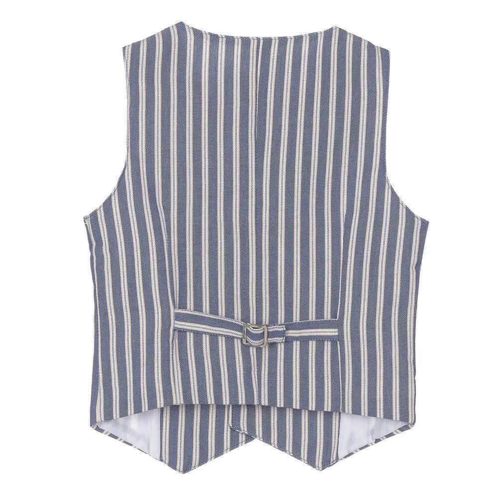 Blue Striped Boys Waistcoat - Shop Now.