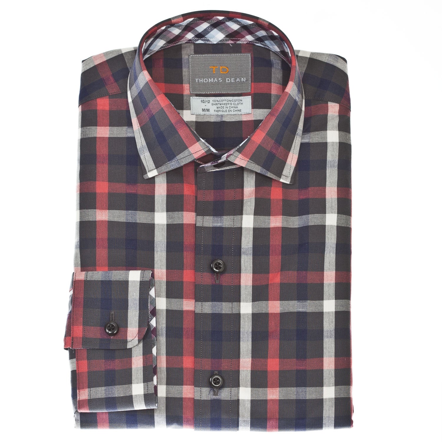 Boys Red Plaid Button Down Shirt