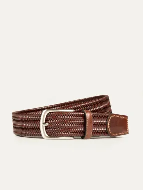 Braided Leather Belt - Brown