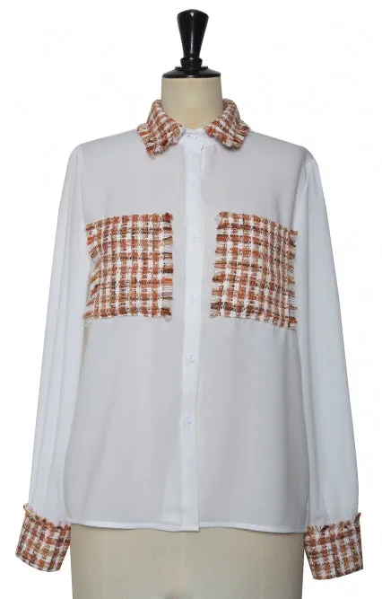 Buttoned Blouse with Knitted Patches