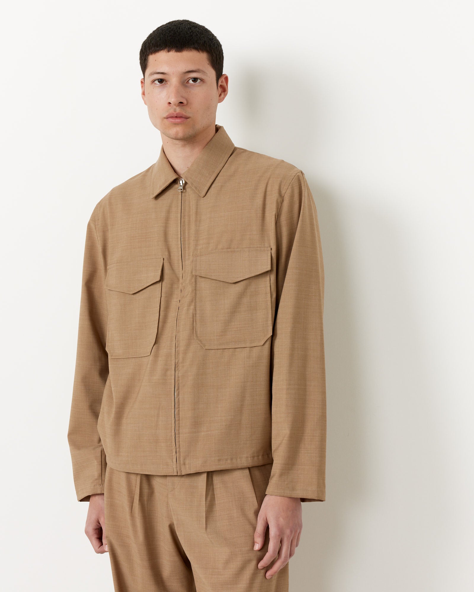 Camel Nylon Wool Overshirt - Top Result