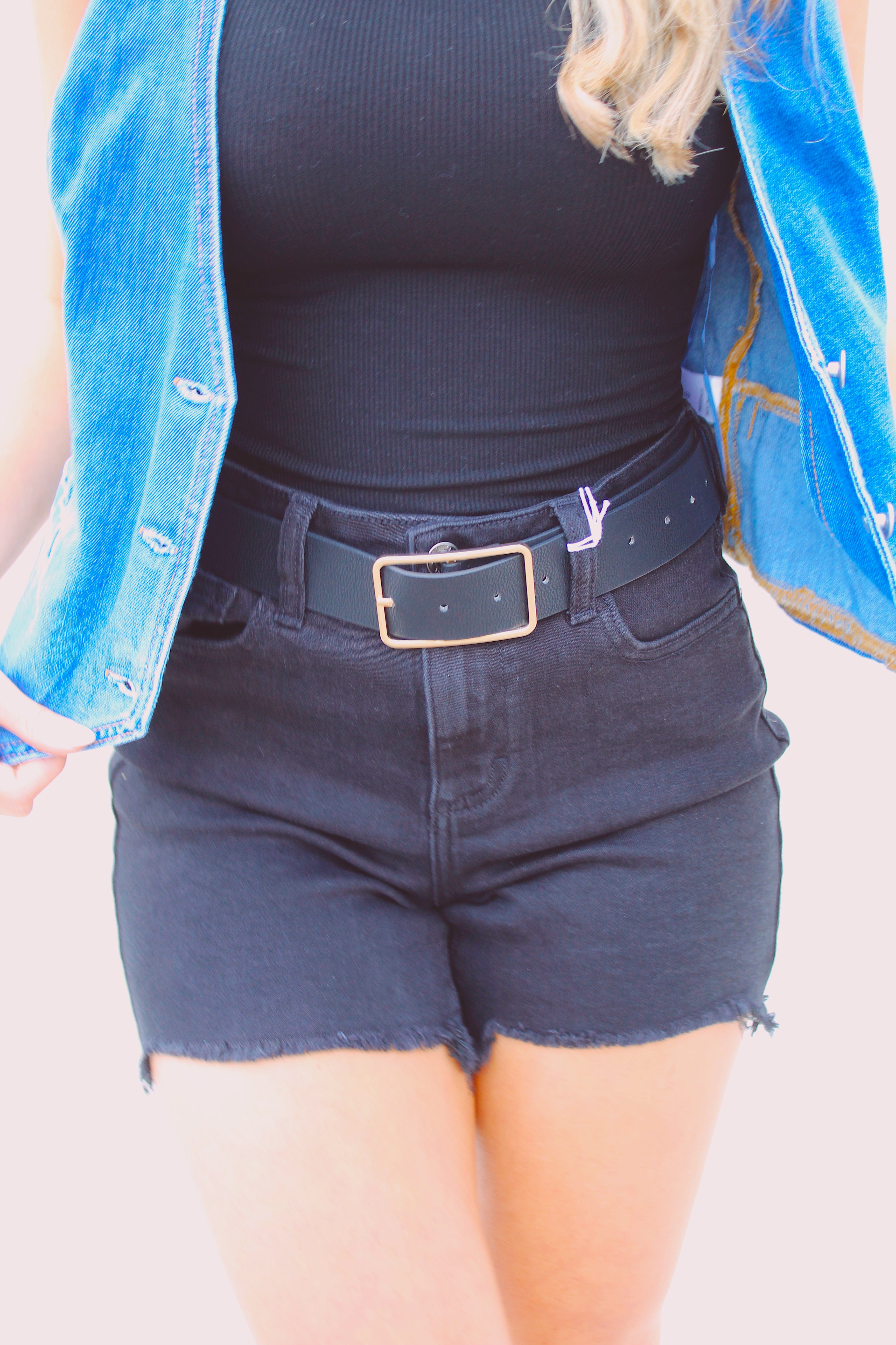 Cello Denim Boyfriend Shorts - Black