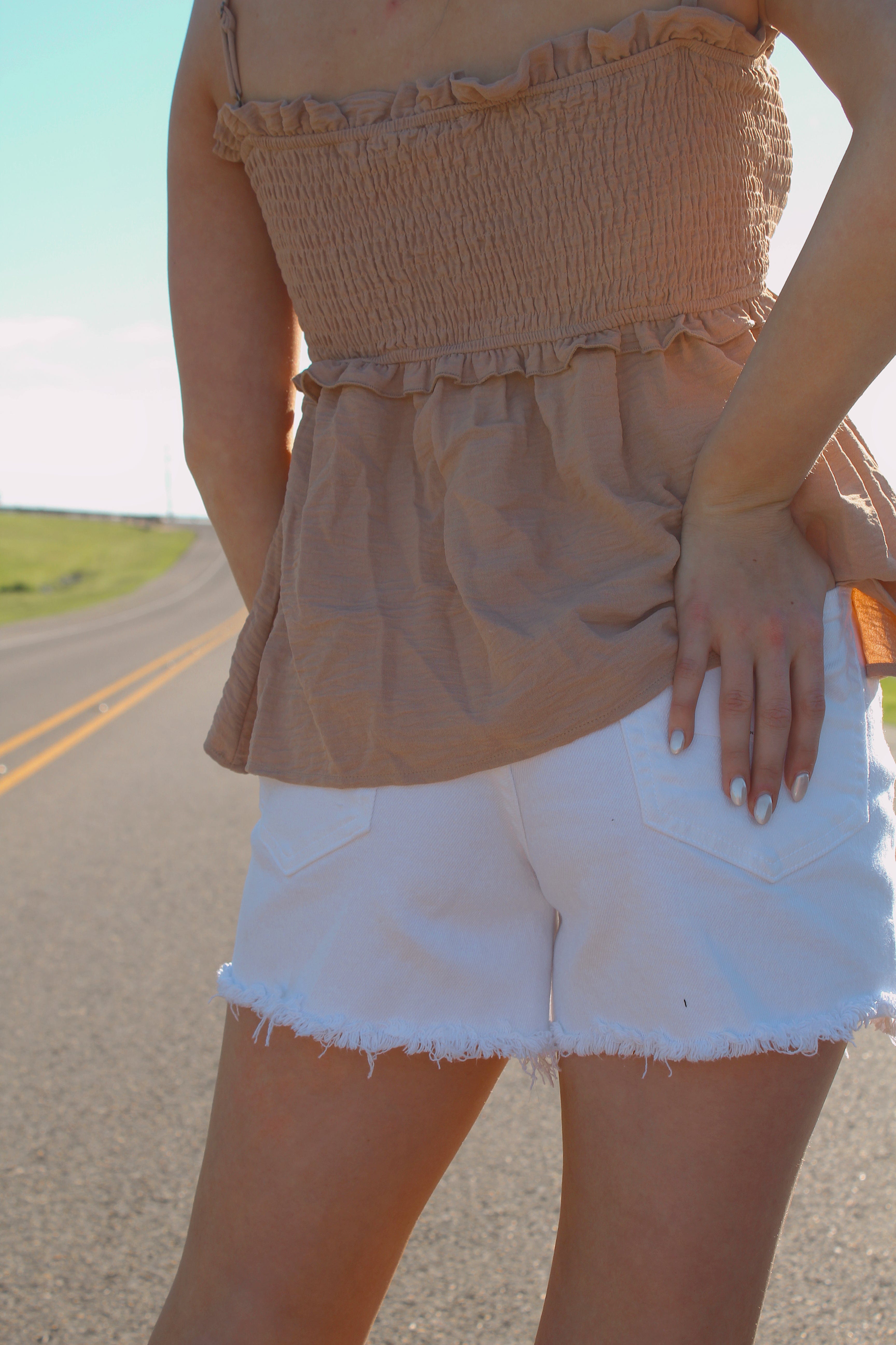 Cello High Rise Mom Denim Shorts White