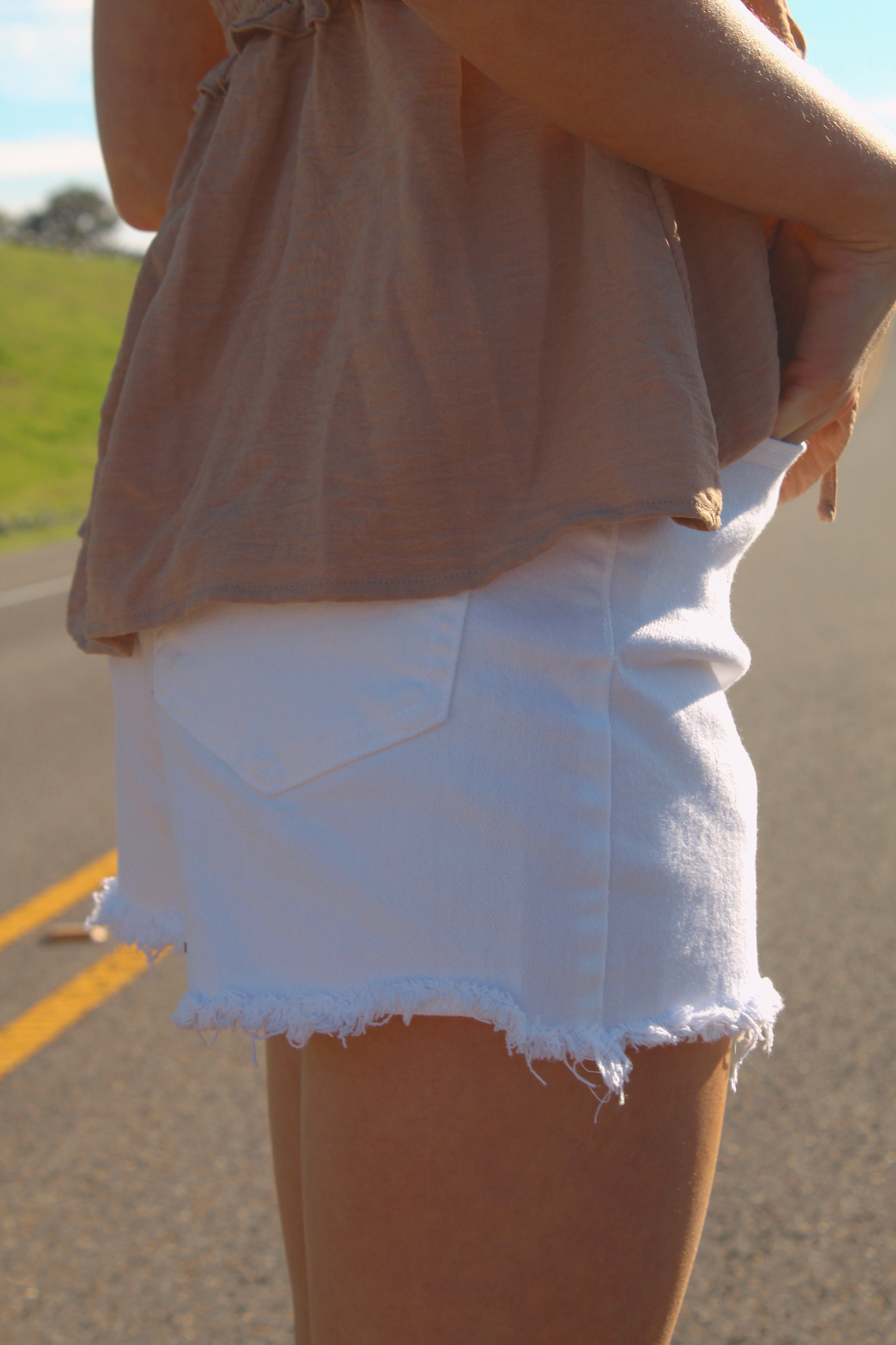 Cello High Rise Mom Denim Shorts White