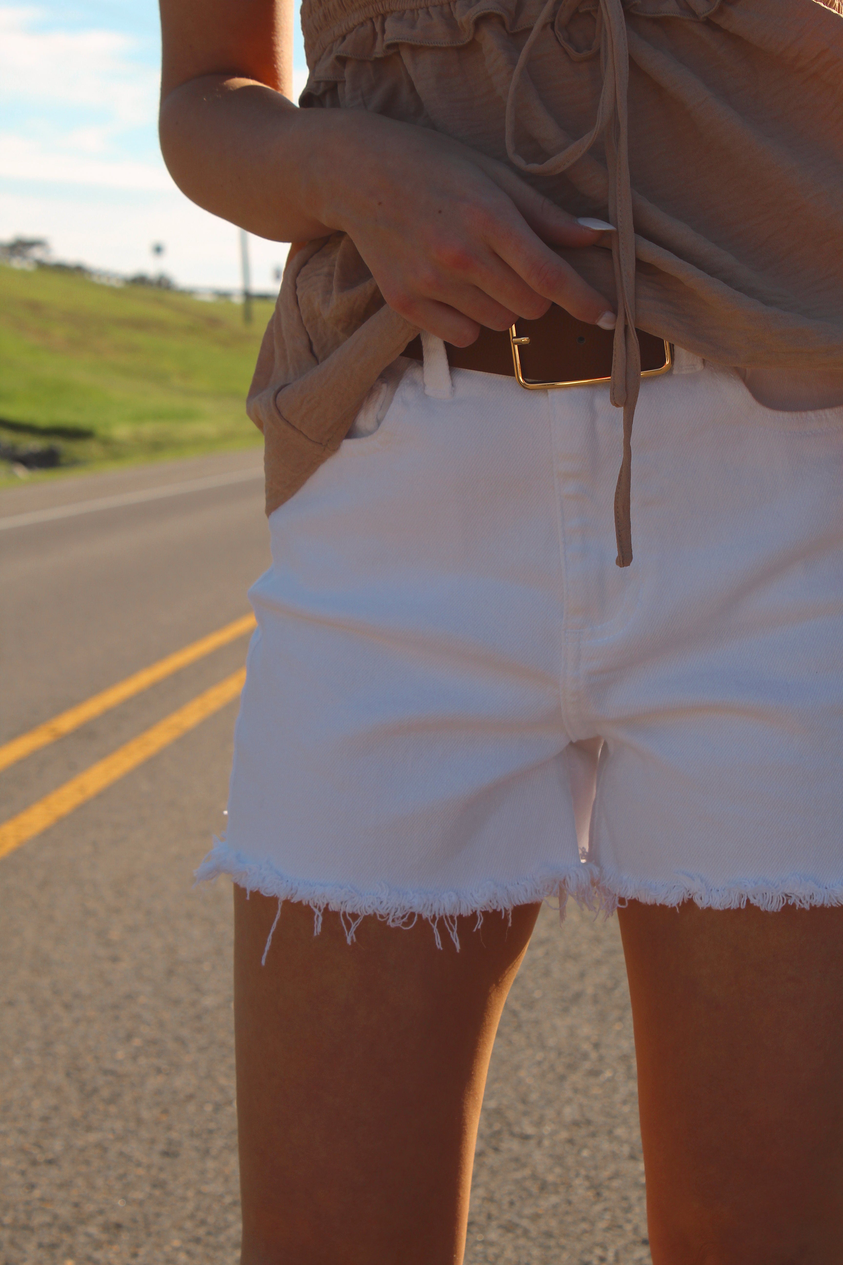 Cello High Rise Mom Denim Shorts White