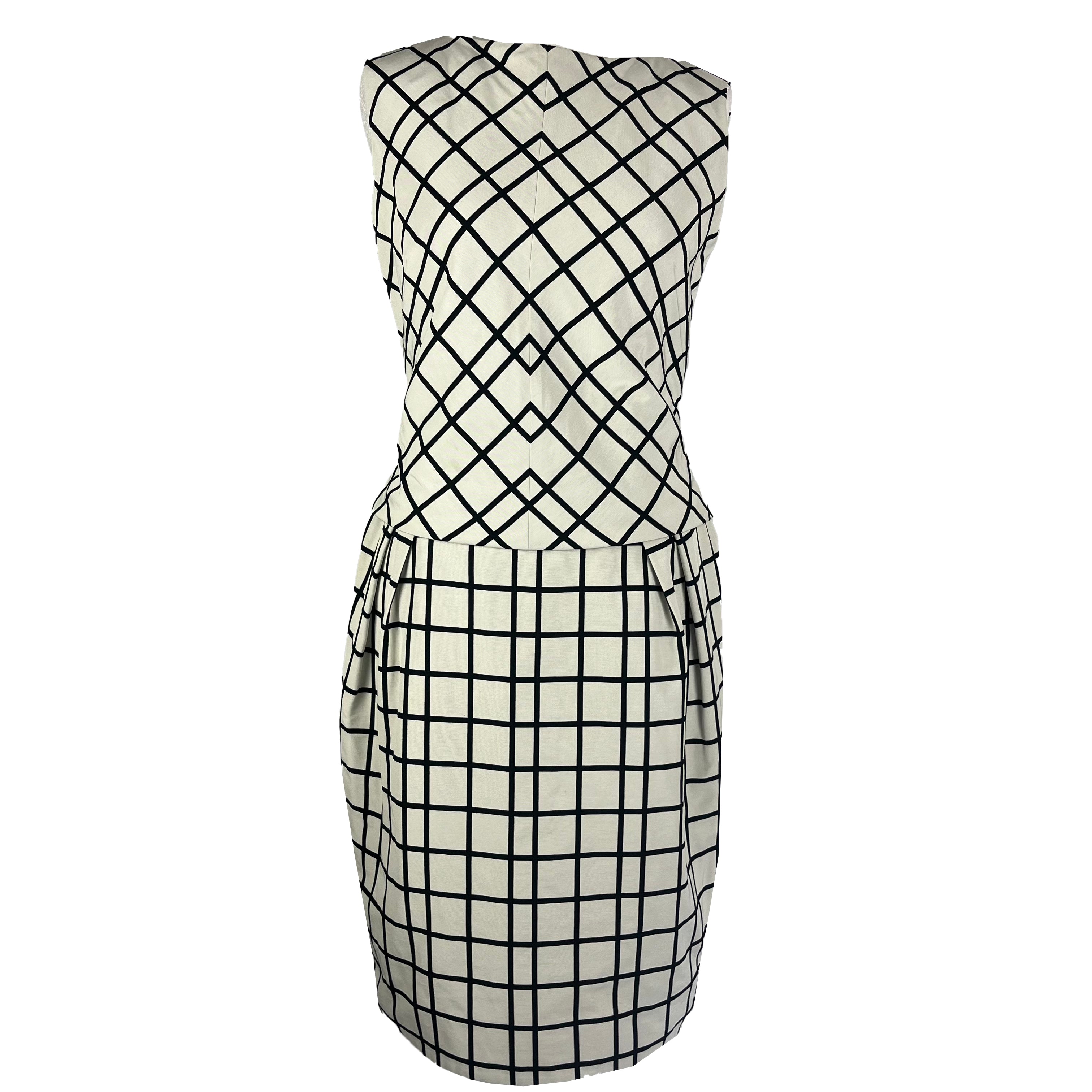 Christian Dior Ivory Black Grid Midi Dress M