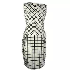 Christian Dior Ivory Black Grid Midi Dress M