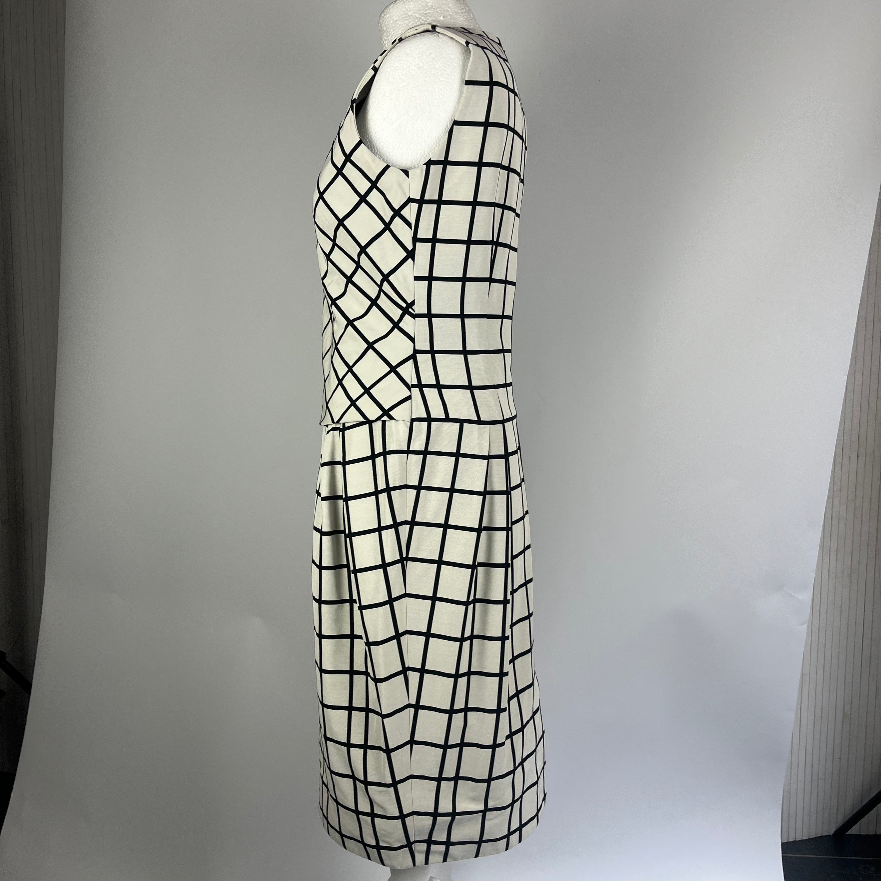 Christian Dior Ivory Black Grid Midi Dress M