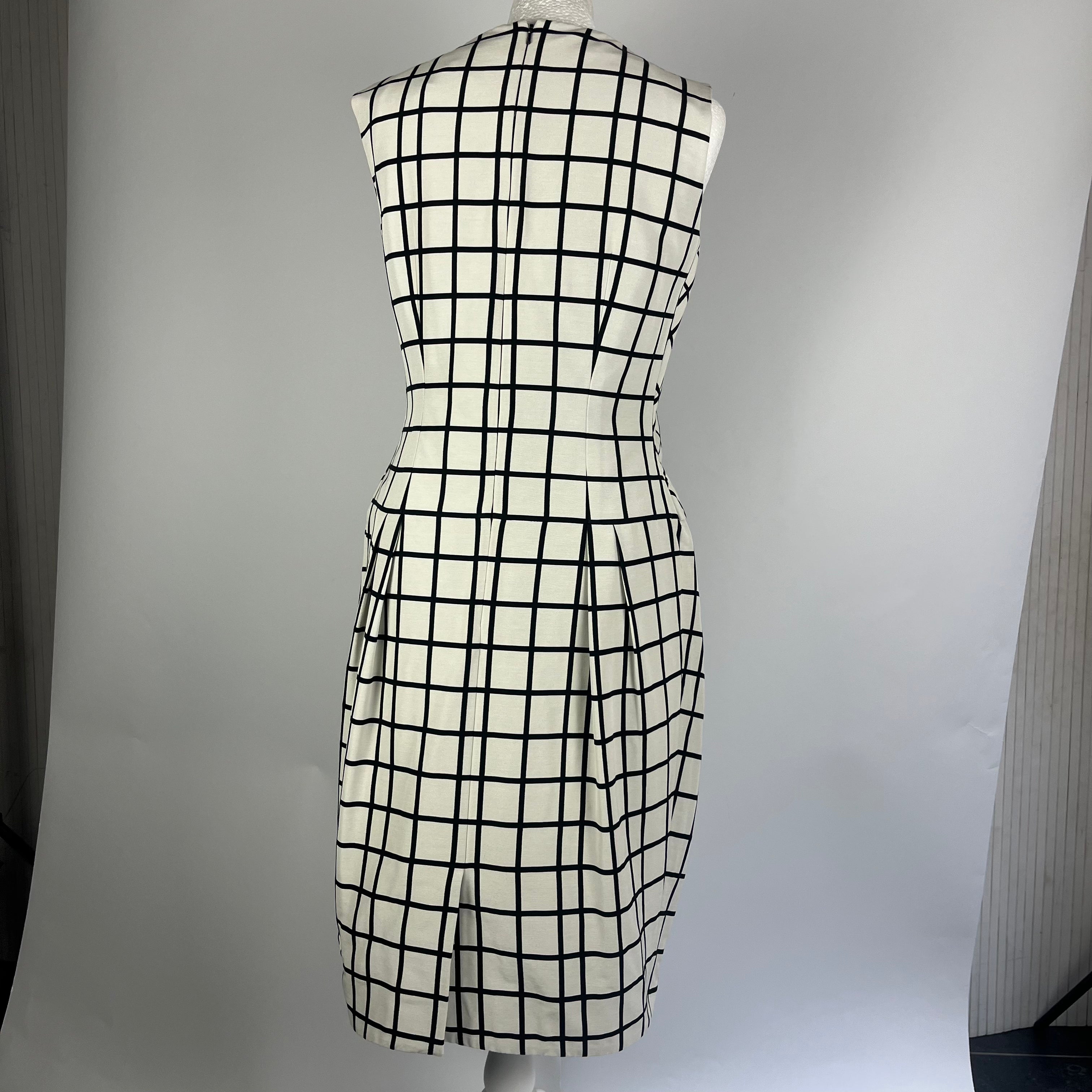 Christian Dior Ivory Black Grid Midi Dress M