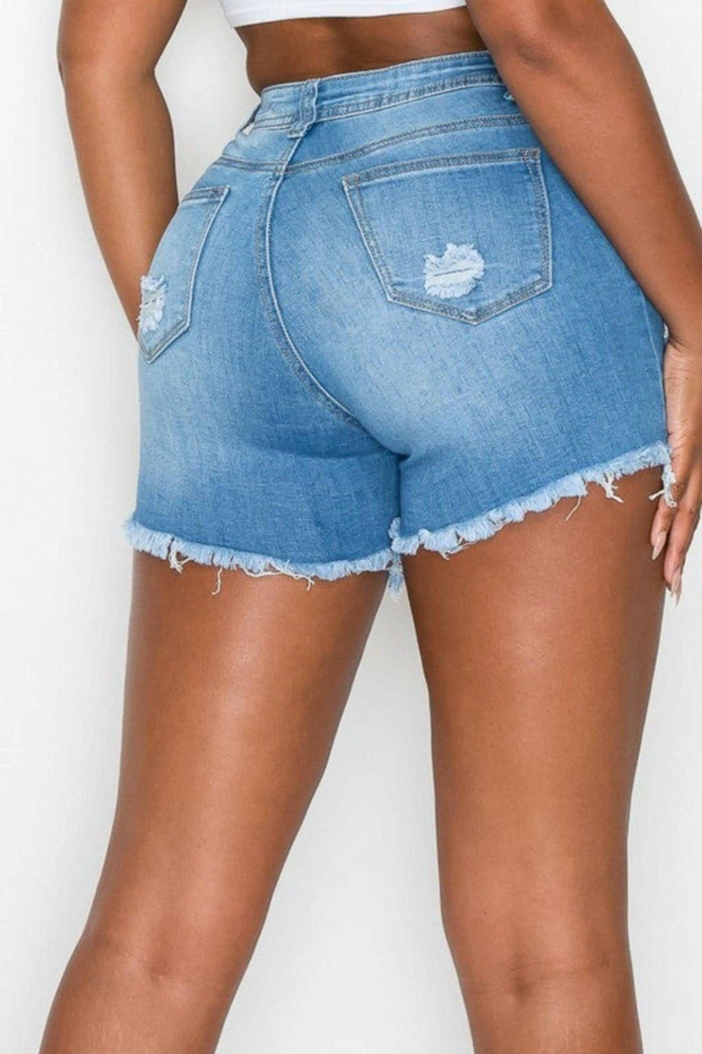 Cool denim shorts to stay comfortable all day.