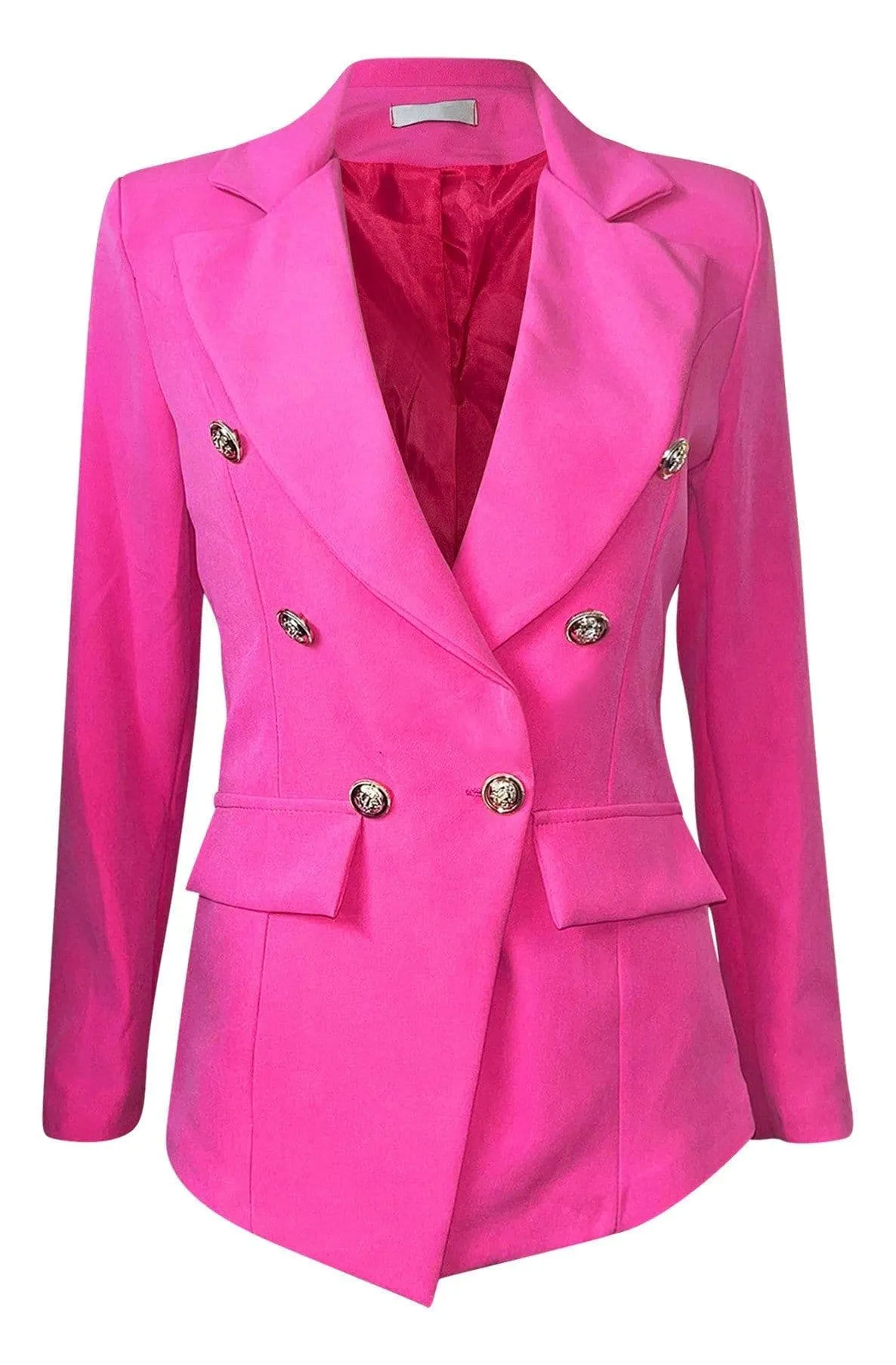 Hot Pink Cortana Button Detail Blazer Jacket