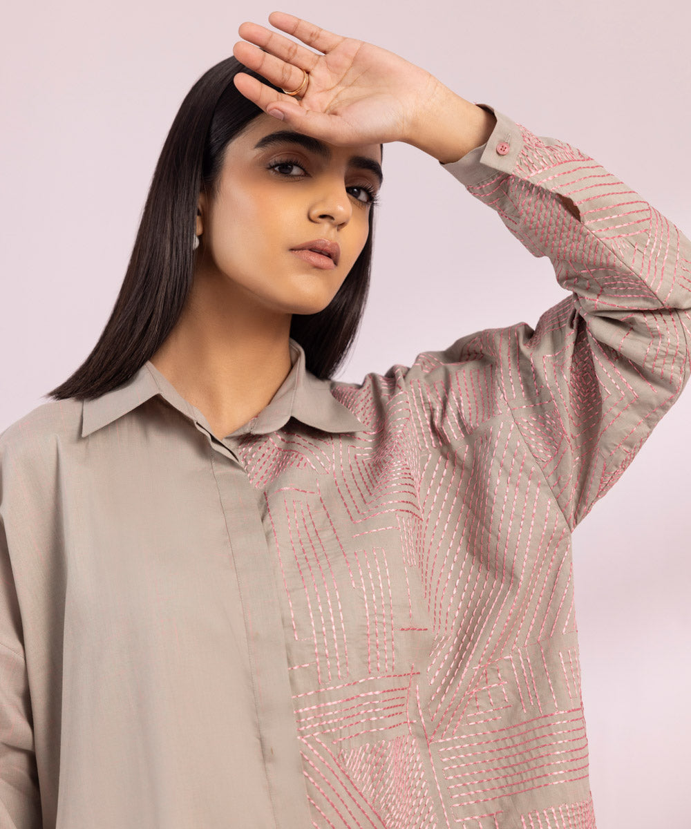 Cotton Shirt with Embroidery