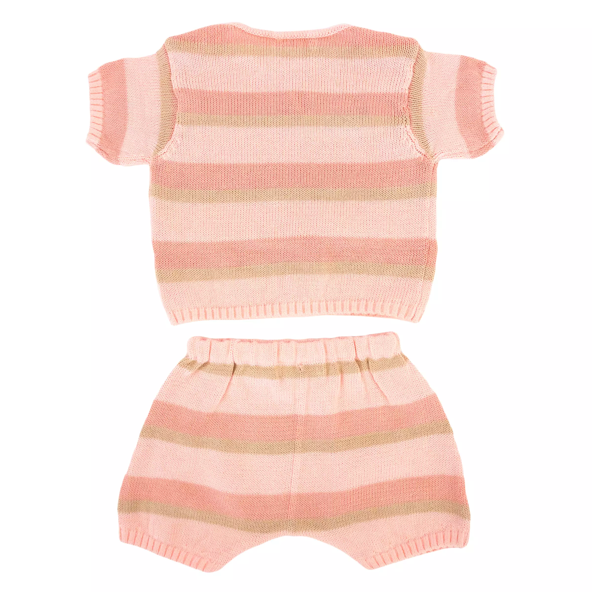 Country Club Knitted Short Set - Apricot Stripe