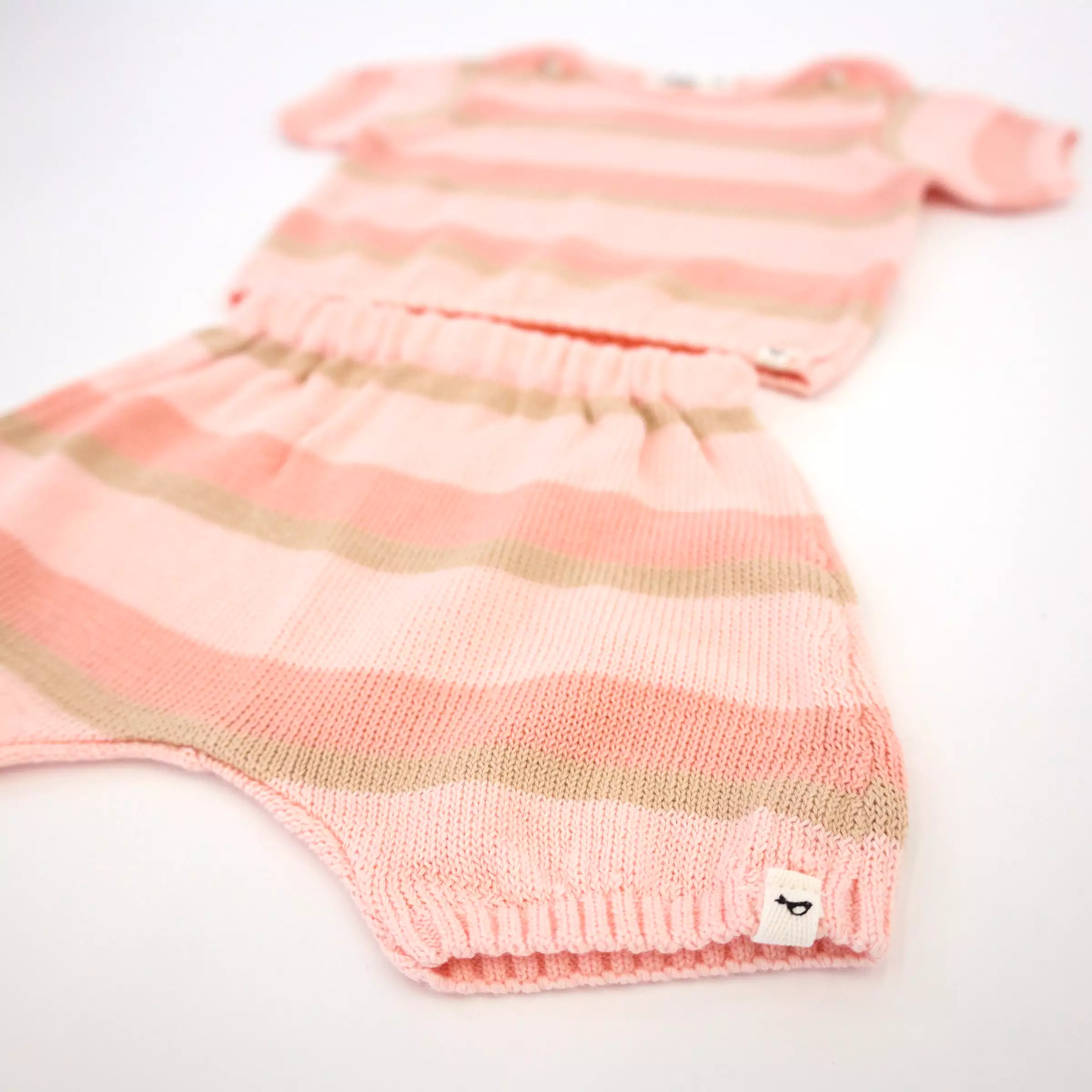 Country Club Knitted Short Set - Apricot Stripe