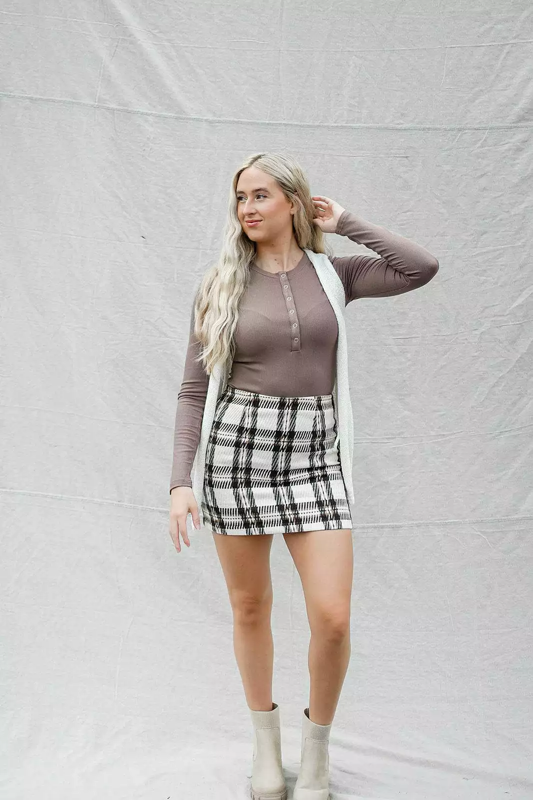 Cream Plaid Mini Skirt - Shop Now