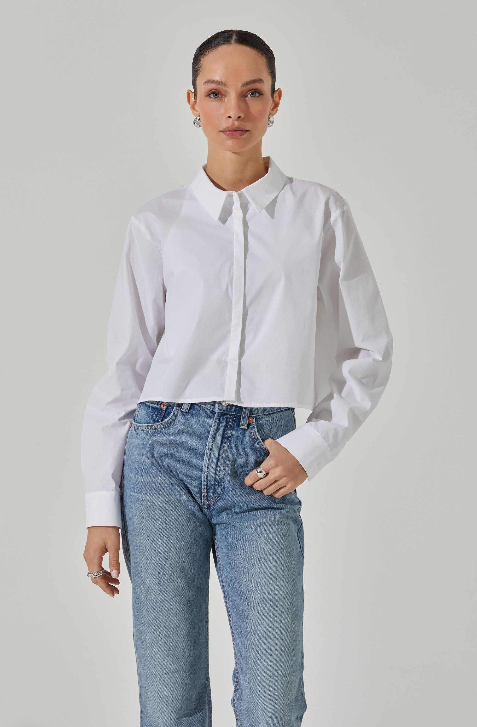 Cropped Tie Back Shirt