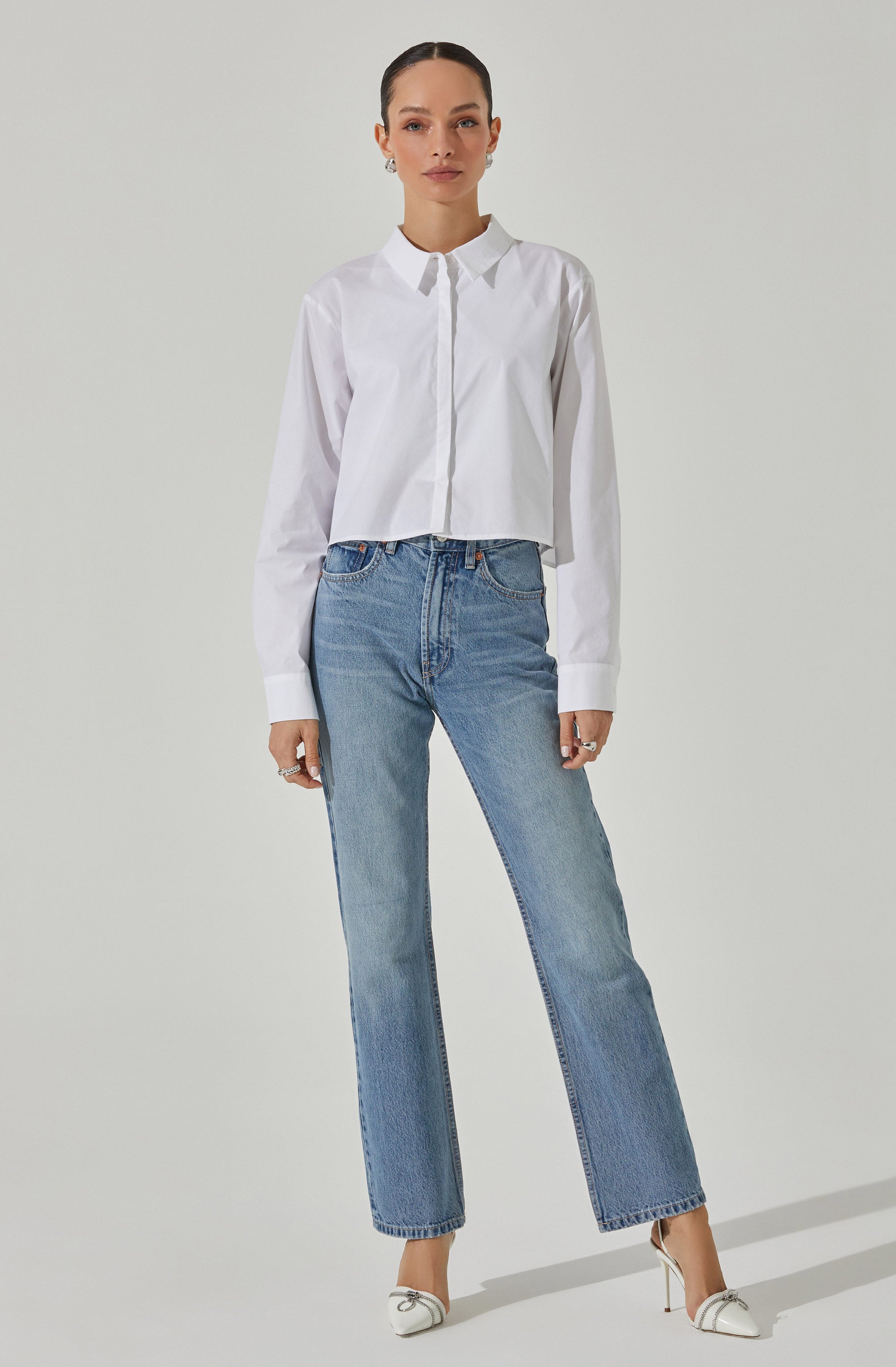 Cropped Tie Back Shirt