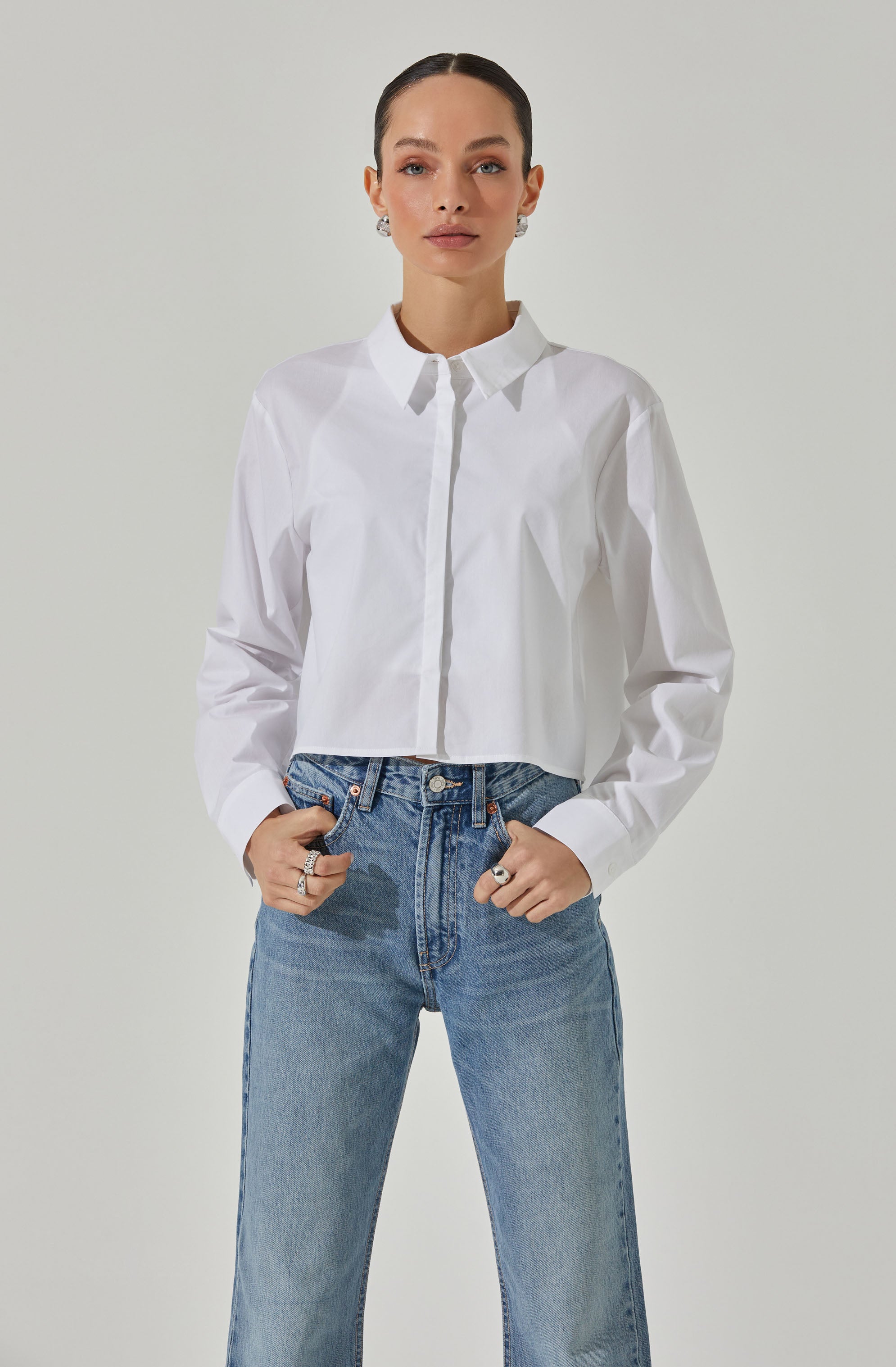 Cropped Tie Back Shirt